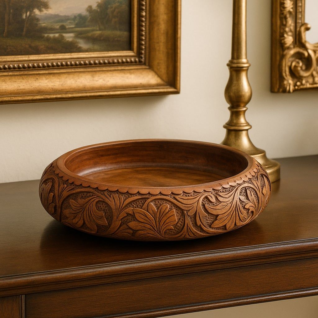Carved Floral Bowl, Bowls & Trays