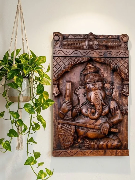 Ganesh Playing Veena Wall Panel, Wall Panels